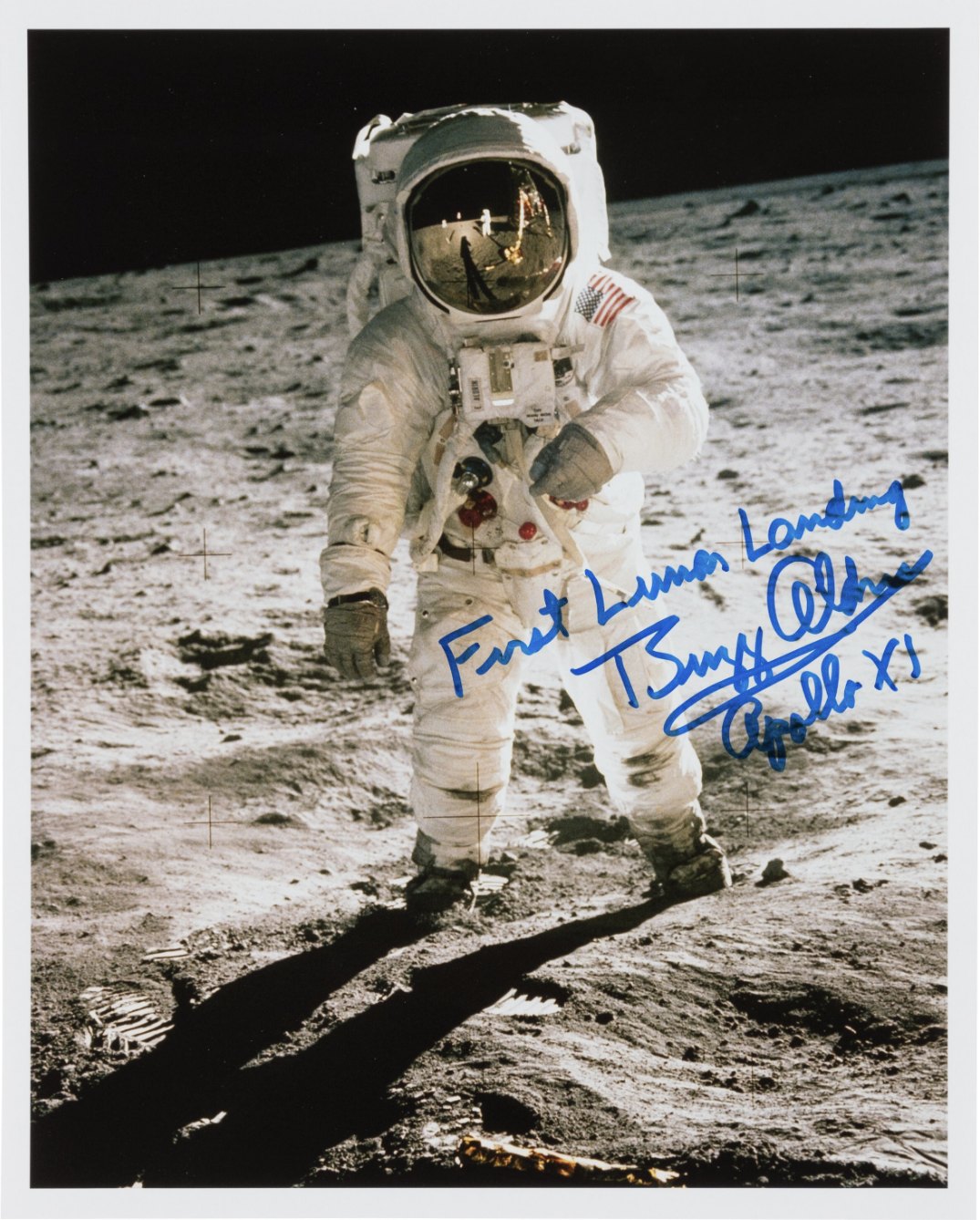 Buzz Aldrin Signed Apollo 11 Lunar Surface Visor Color Photo with Added Comment