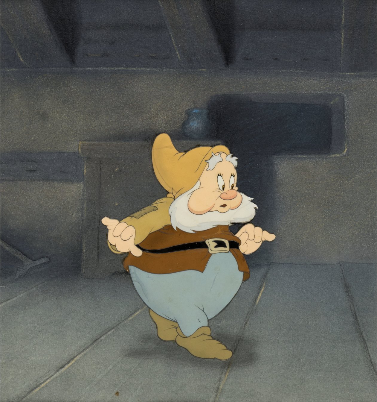Snow White and the Seven Dwarfs Happy Production Cel on Master Background