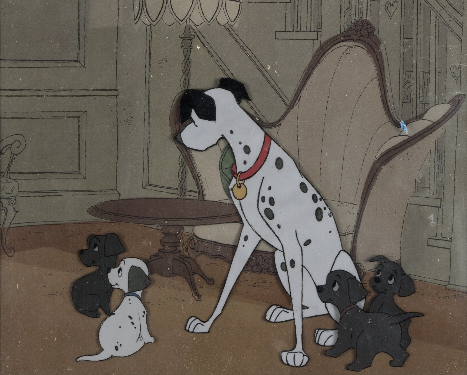 101 Dalmatians Pongo and Puppies Art Corner Production Cel