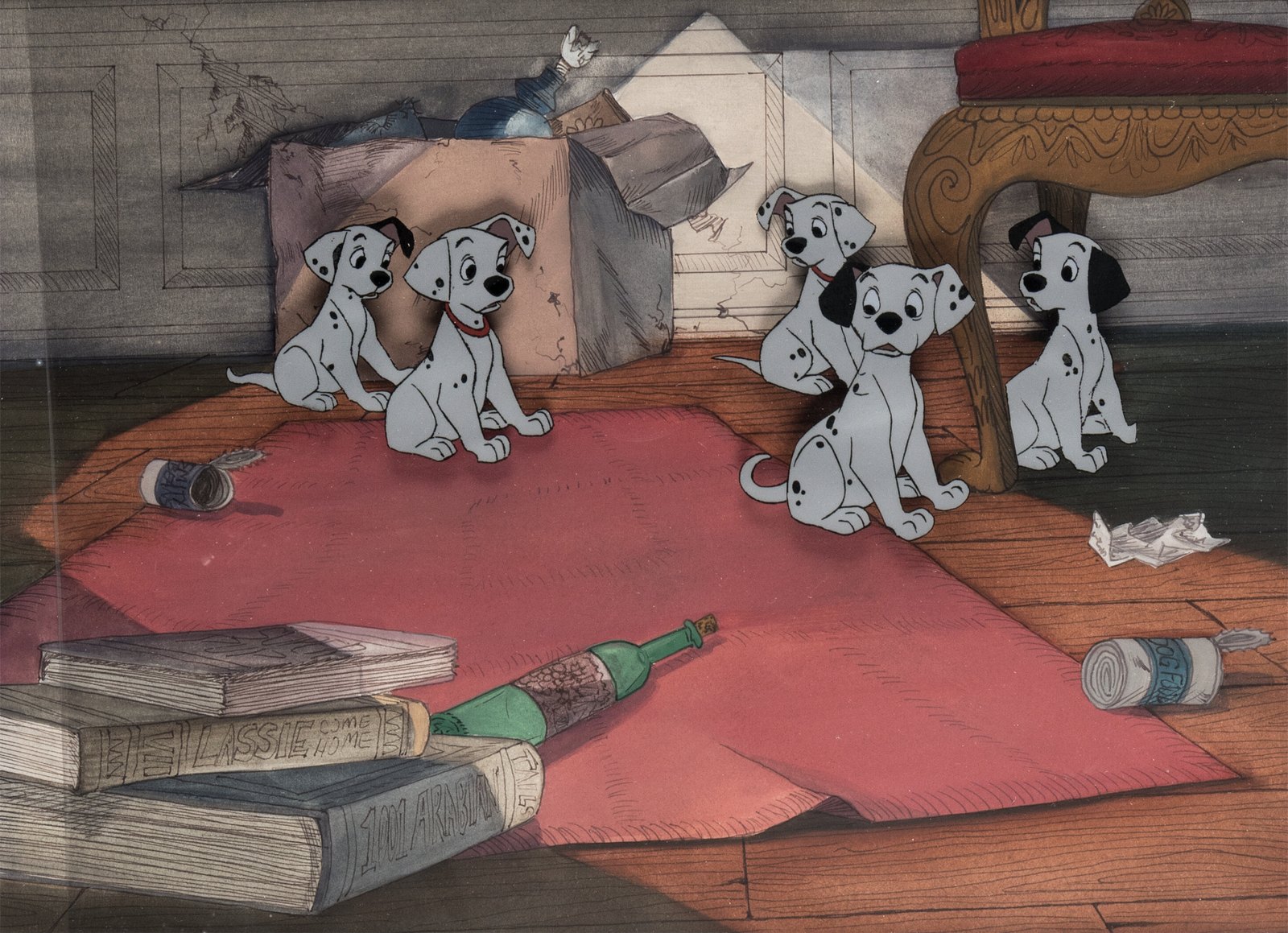 One Hundred and One Dalmatians 5 Dalmatian Puppies Production Cel