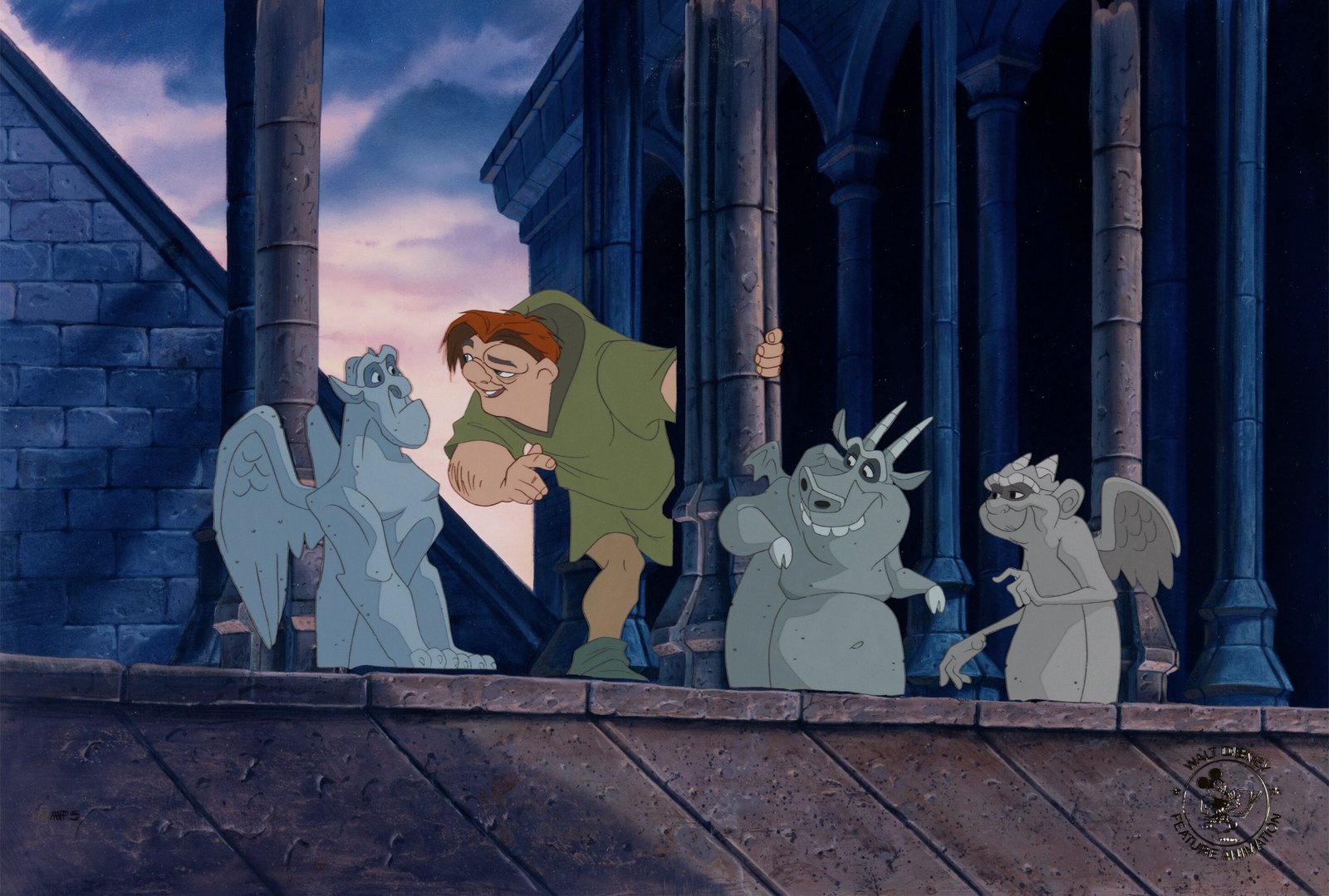 The Hunchback of Notre Dame Quasimodo, Victor, Hugo, and Laverne RARE Employee-Exclusive Limited Edition Cel #AP5