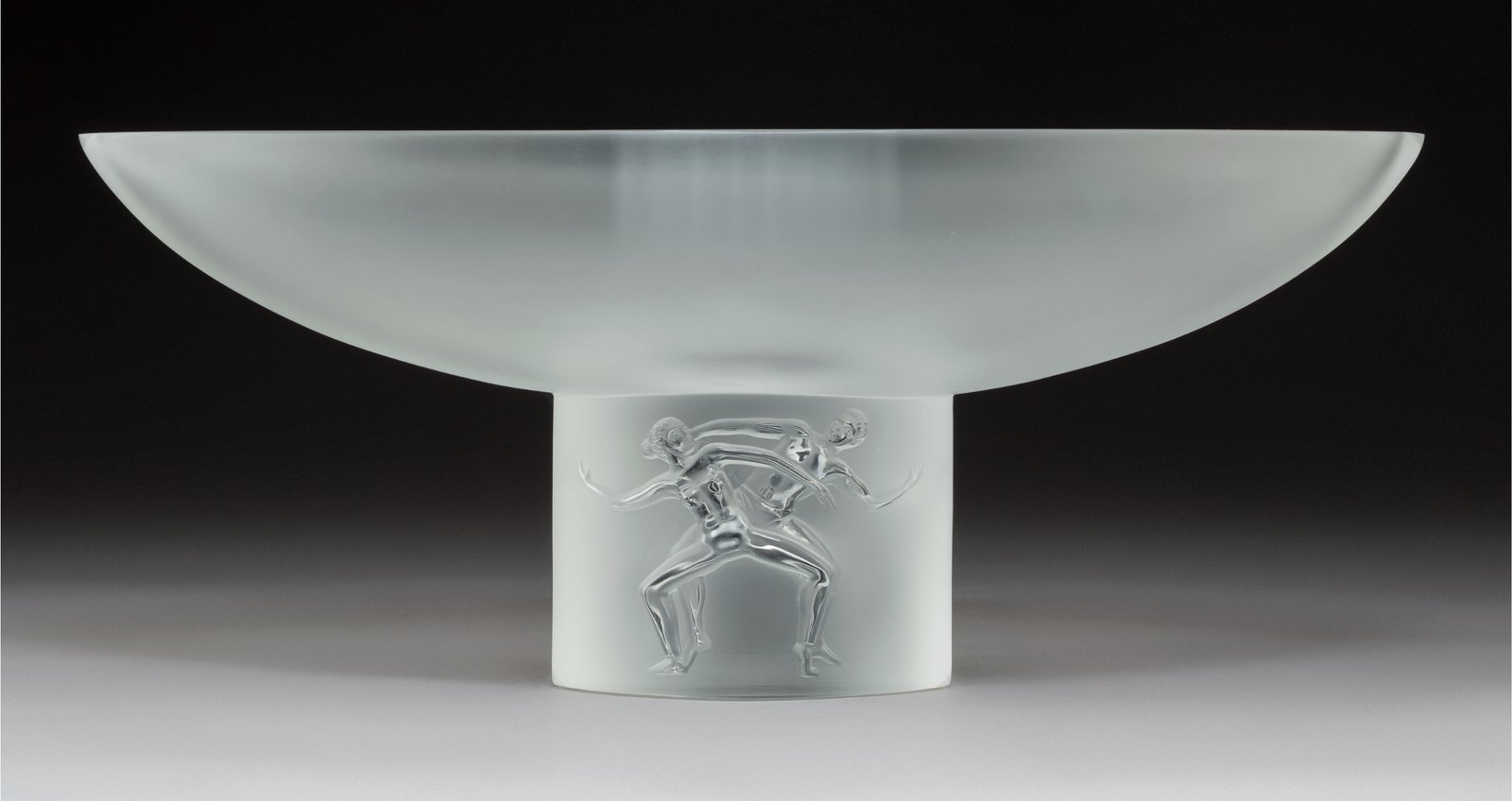 A Lalique Clear and Frosted Glass Memphis Center Bowl with Original Box